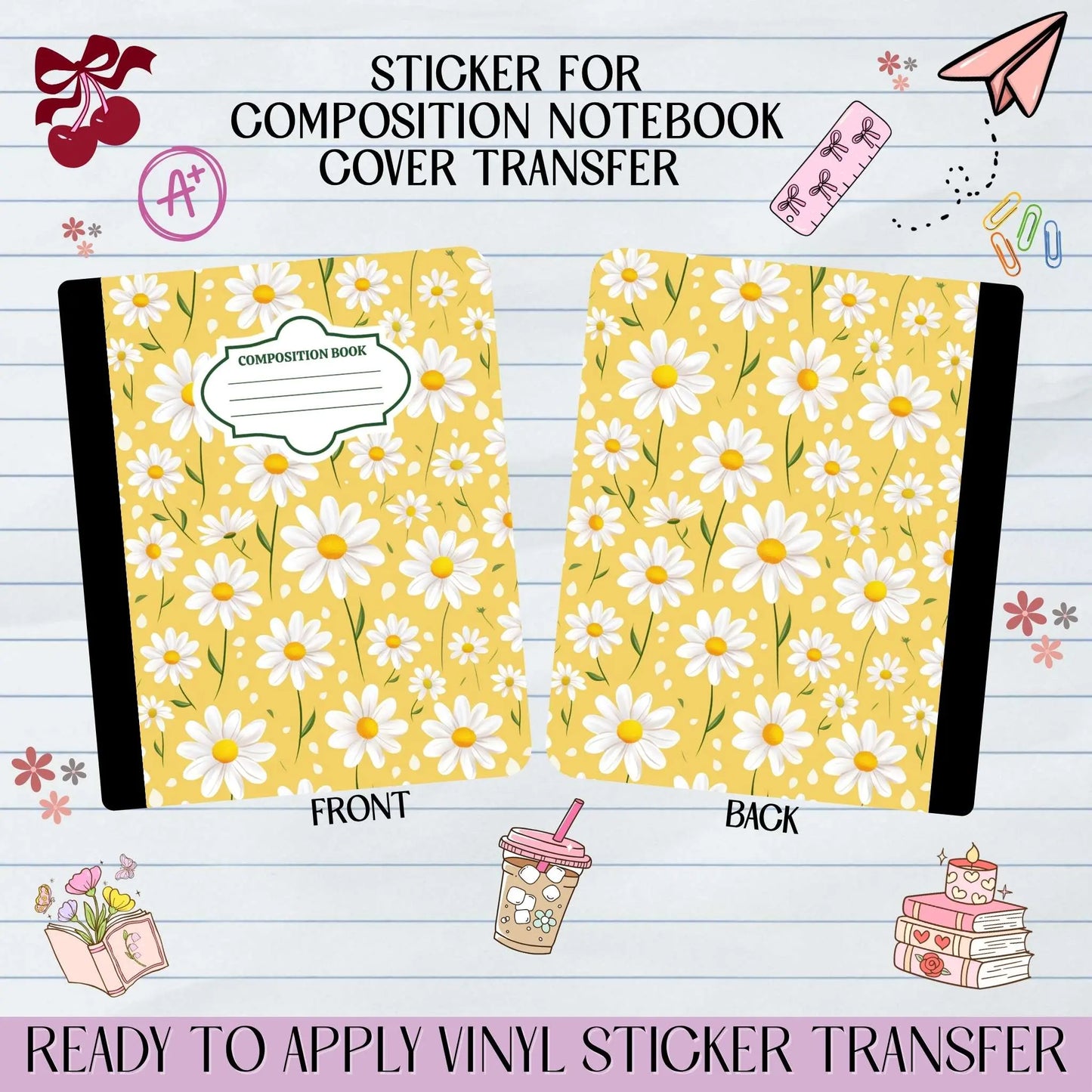 Yellow Daisy Sticker for Notebook Cover
