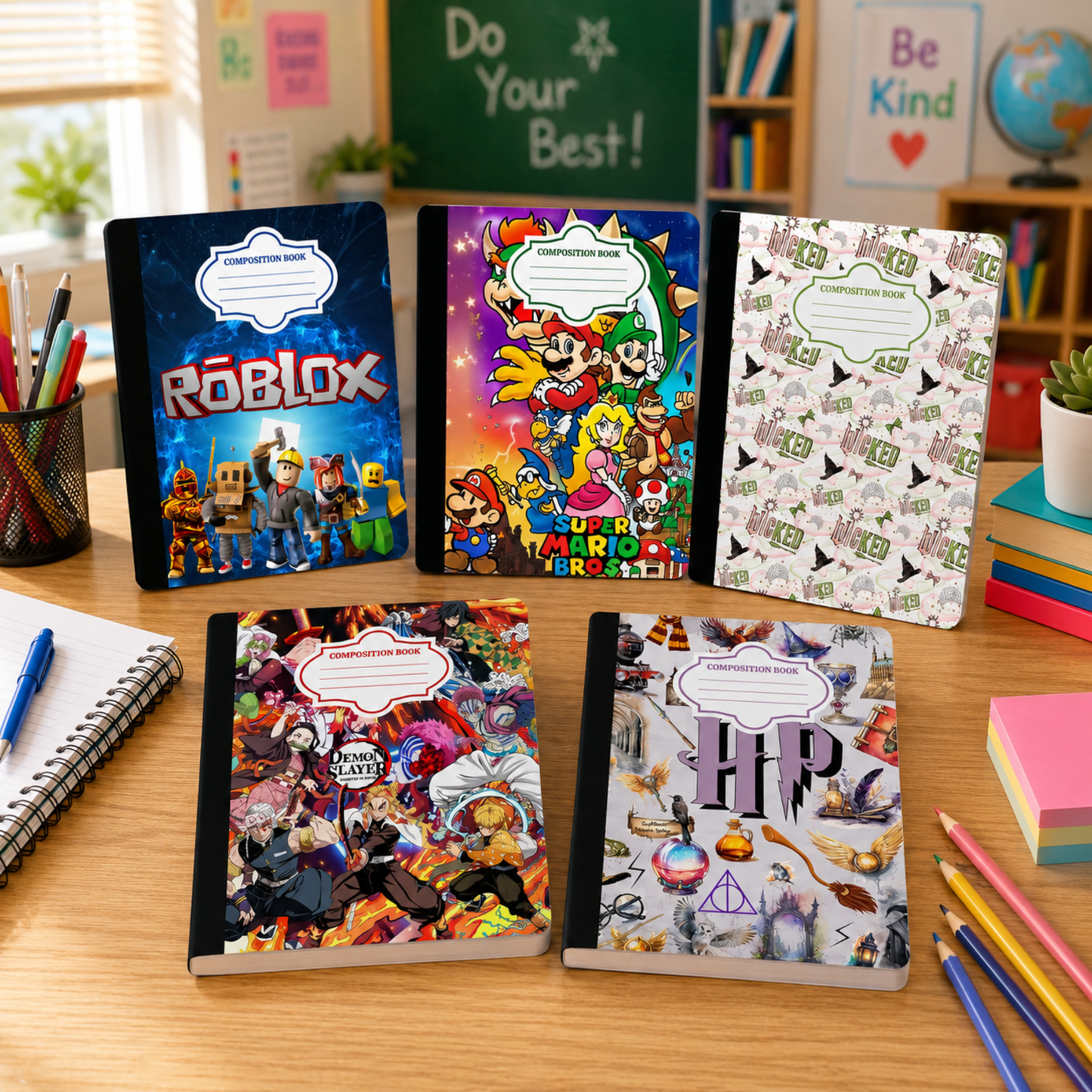Gaming & Anime Notebook Sticker Bundle — 5 Designs