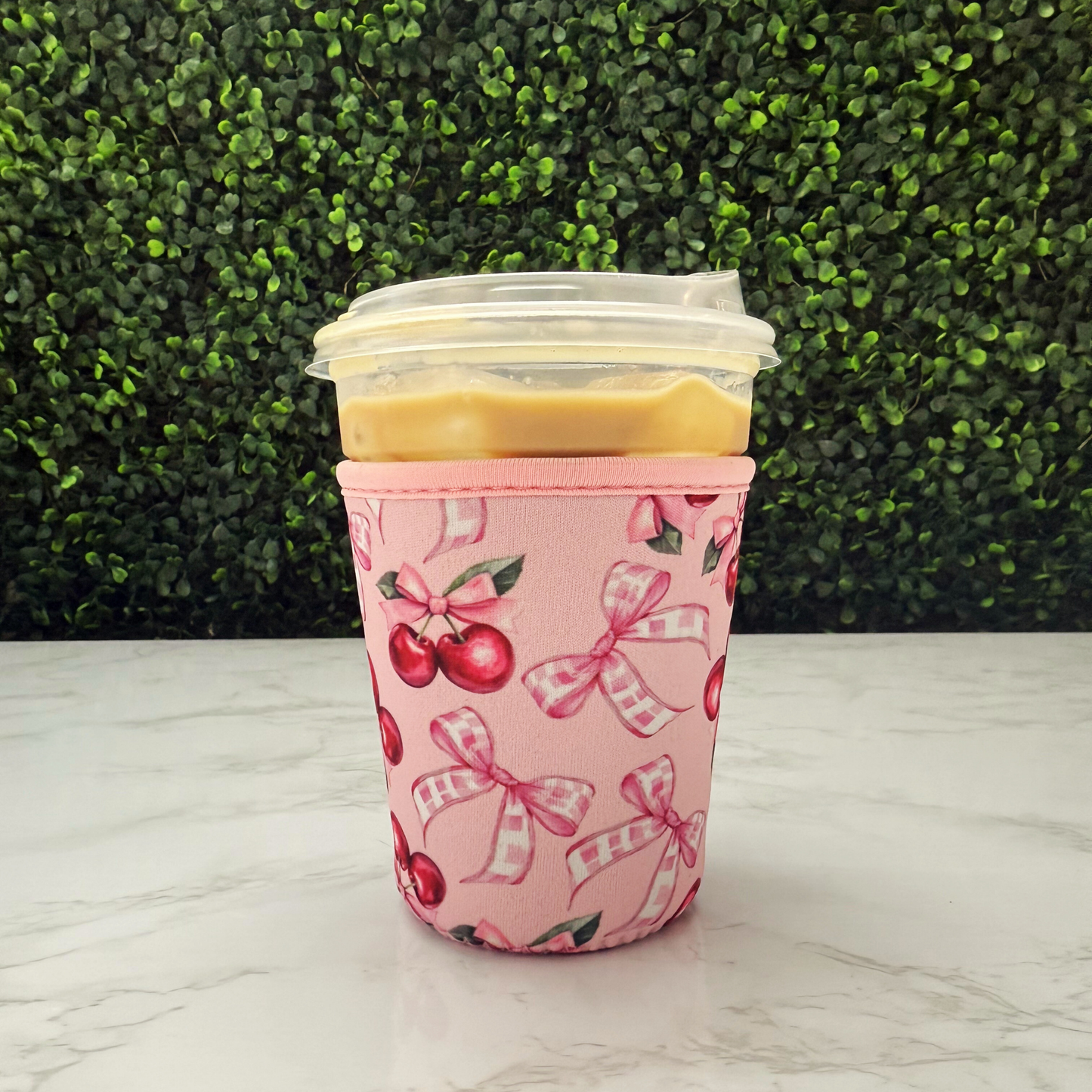Cherries Coquette Pink Bow  - Cup Sleeve