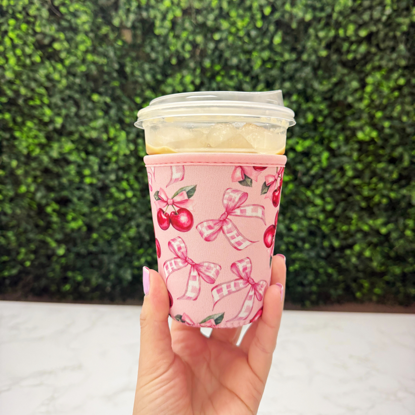 Cherries Coquette Pink Bow  - Cup Sleeve