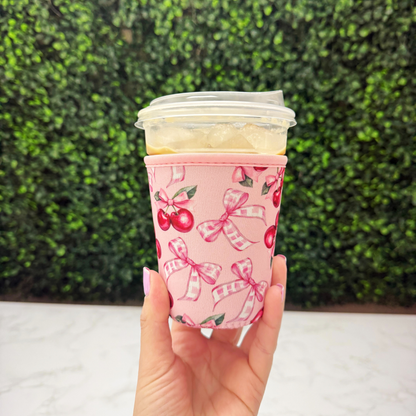 Cherries Coquette Pink Bow  - Cup Sleeve