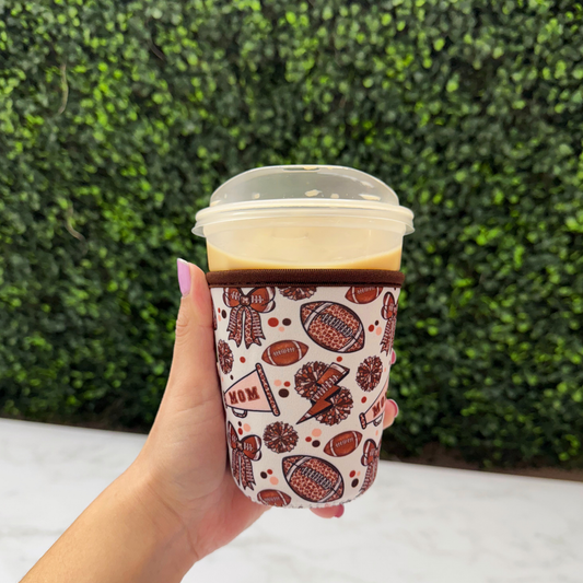 Cute Leopard Football Pom Pom Mom - Cup Sleeve