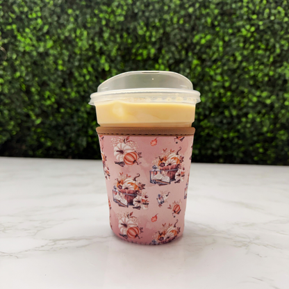 Fall White Pumpkin Basket - Cup Sleeve