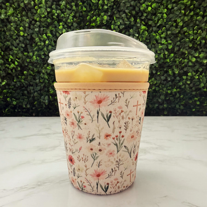 Floral Christian Cross - Cup Sleeve