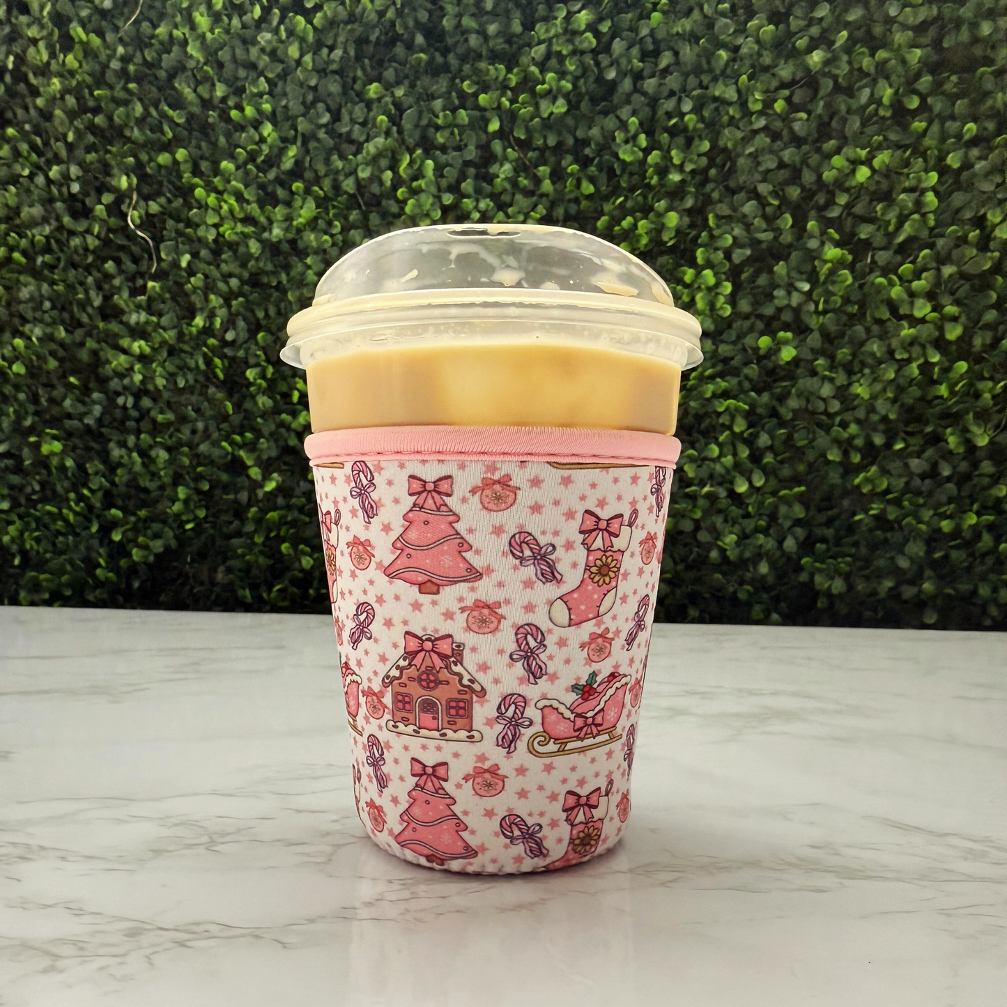 Gingerbread House Pink Xmas - Cup Sleeve