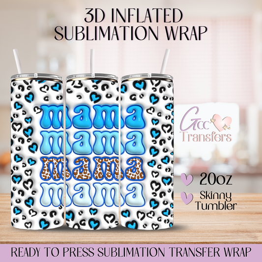 Mama Leopard Blue - 20oz 3D Inflated Sublimation Wrap