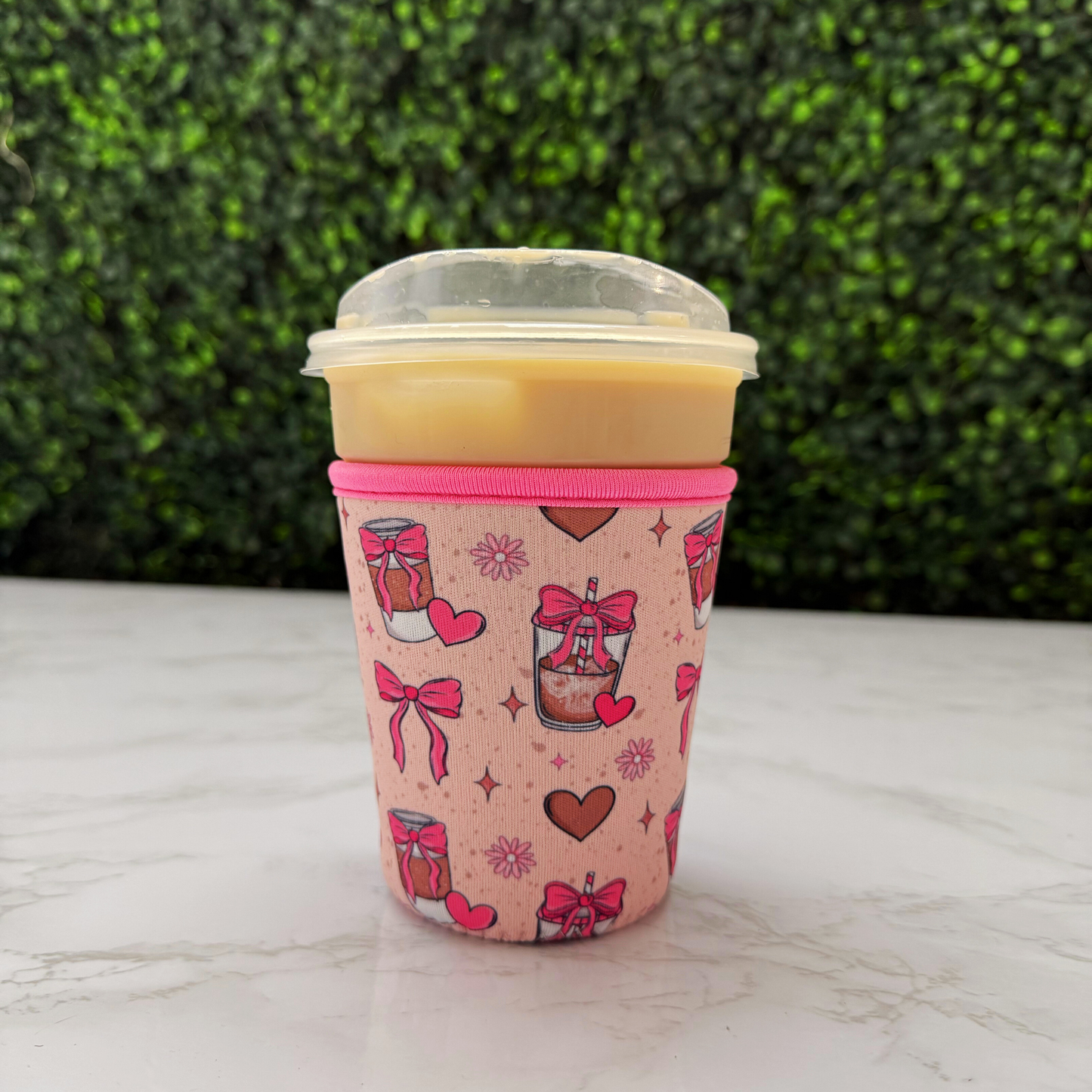 Pink Coquette Bow Iced Coffee - Cup Sleeve