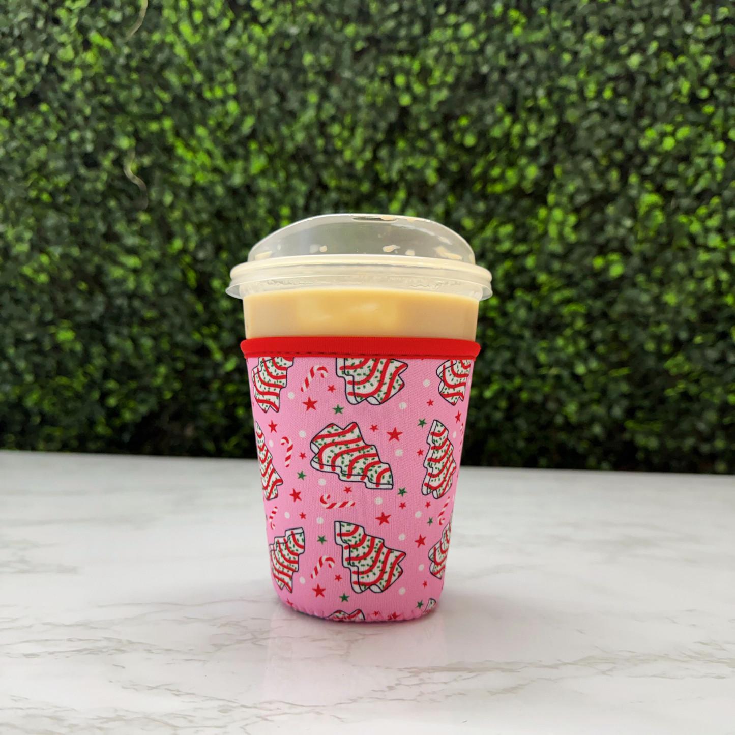 Pink Xmas Tree Cakes - Cup Sleeve