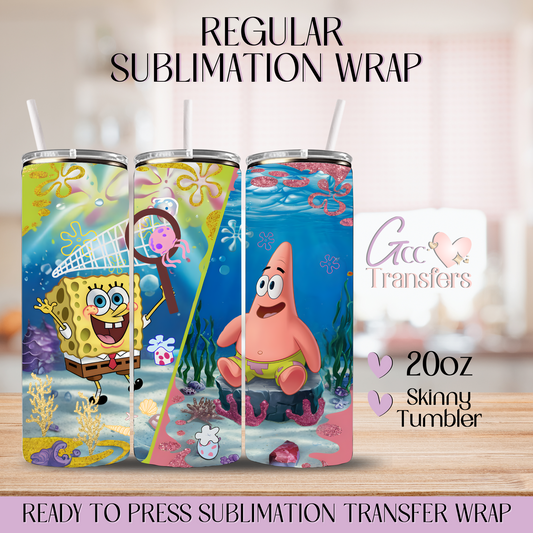 Sponge Friends Cartoons - 20oz 3D Inflated Sublimation Wrap