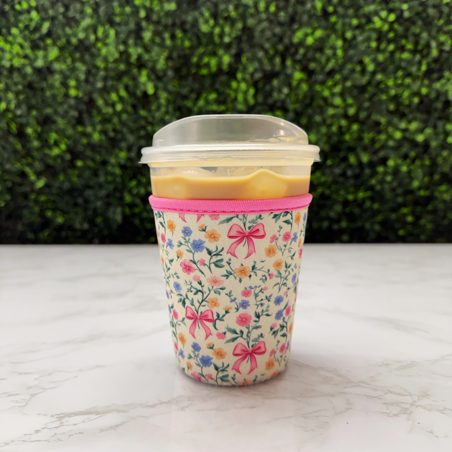 Spring Flowers & Pink Bows - Cup Sleeve