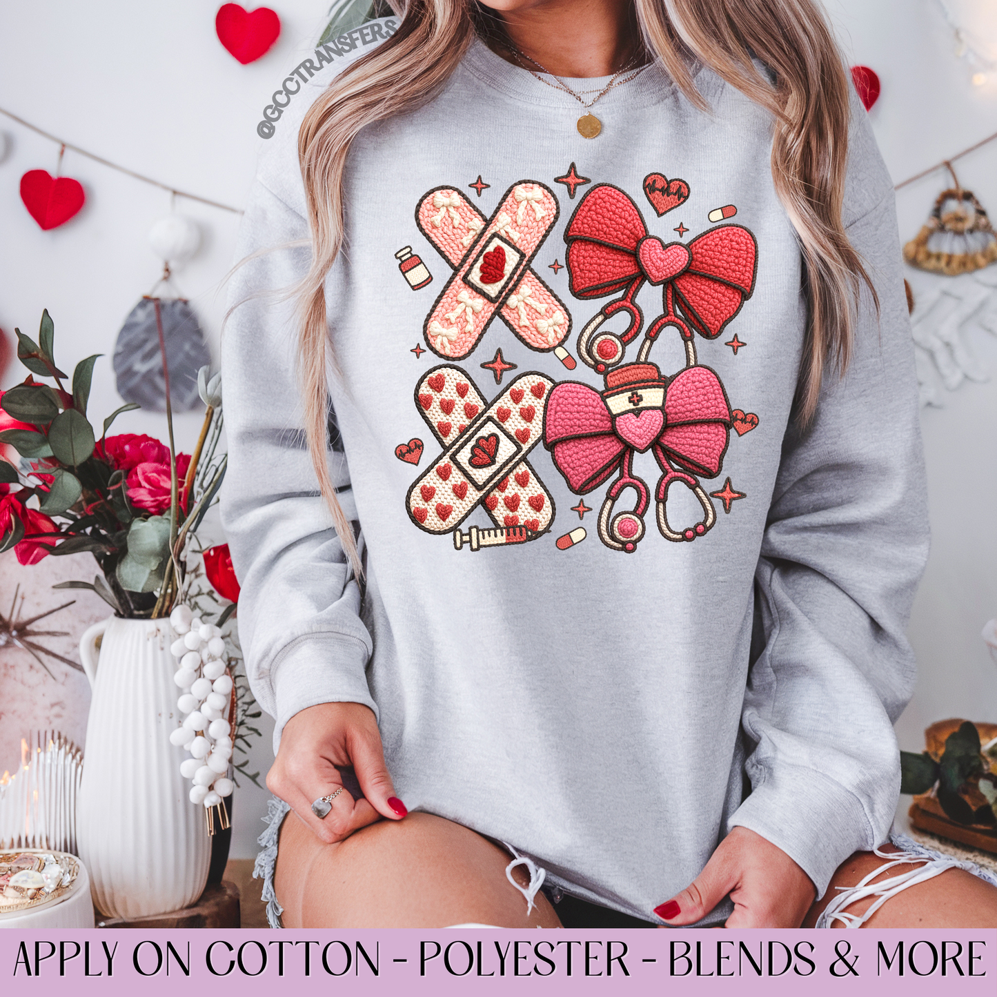 Nurse Valentine Crochet Yarn - Full Color DTF Transfer