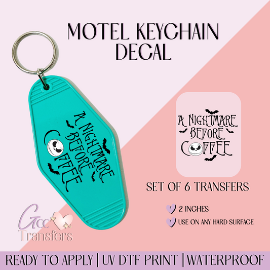 A Nightmare Before Coffee - Set of 6 (Motel Keychain UV DTF)