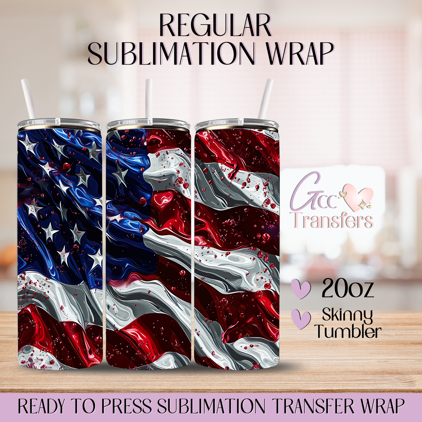 American Flag - 20oz 3D Inflated Sublimation Wrap