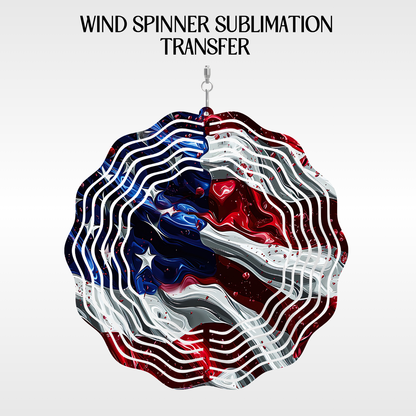 American Flag - 10" Wind Spinner Set of 2 Sub. Transfer
