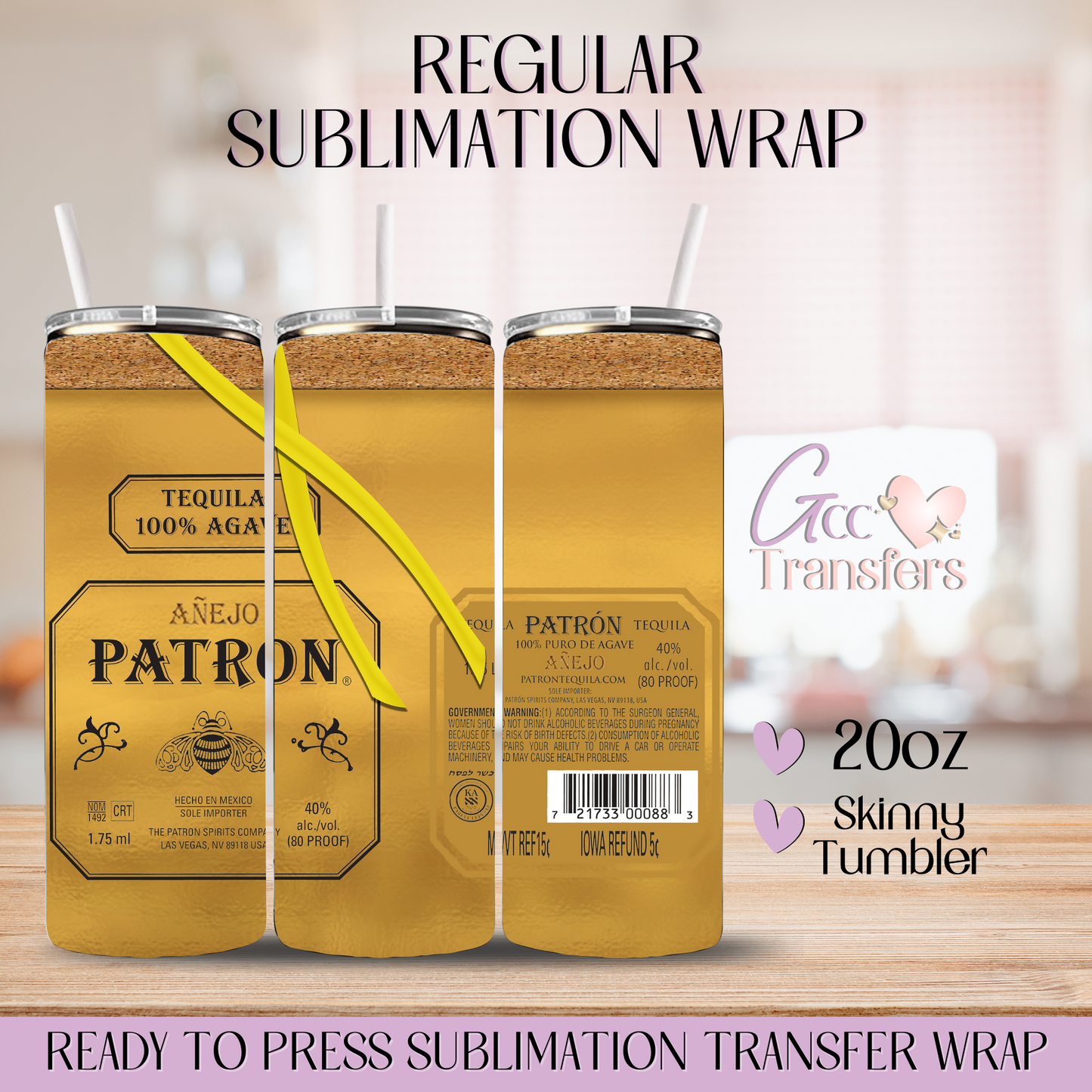 Anejo Tequila - 20oz Regular Sublimation Wrap