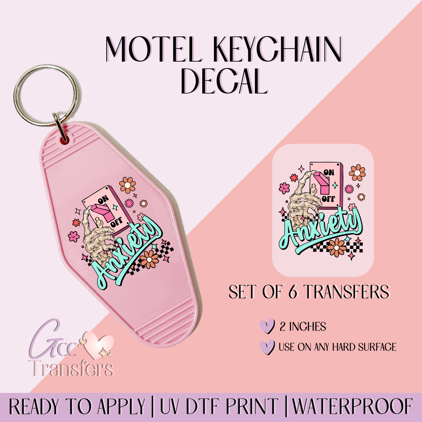 Anxiety Off - Set of 6 (Motel Keychain UV DTF)