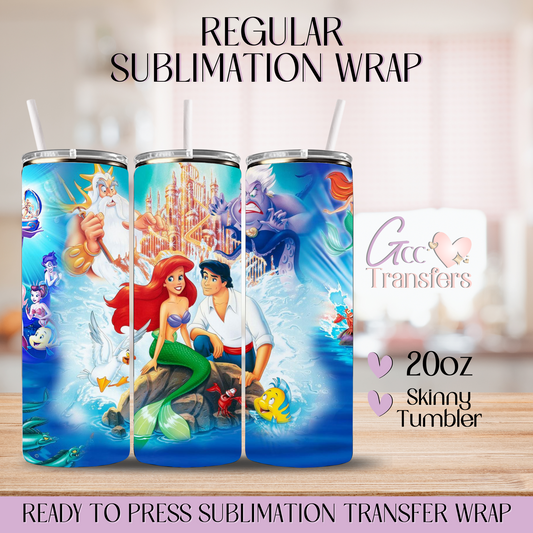 Mermaid and Prince Water - 20oz Regular Sublimation Wrap