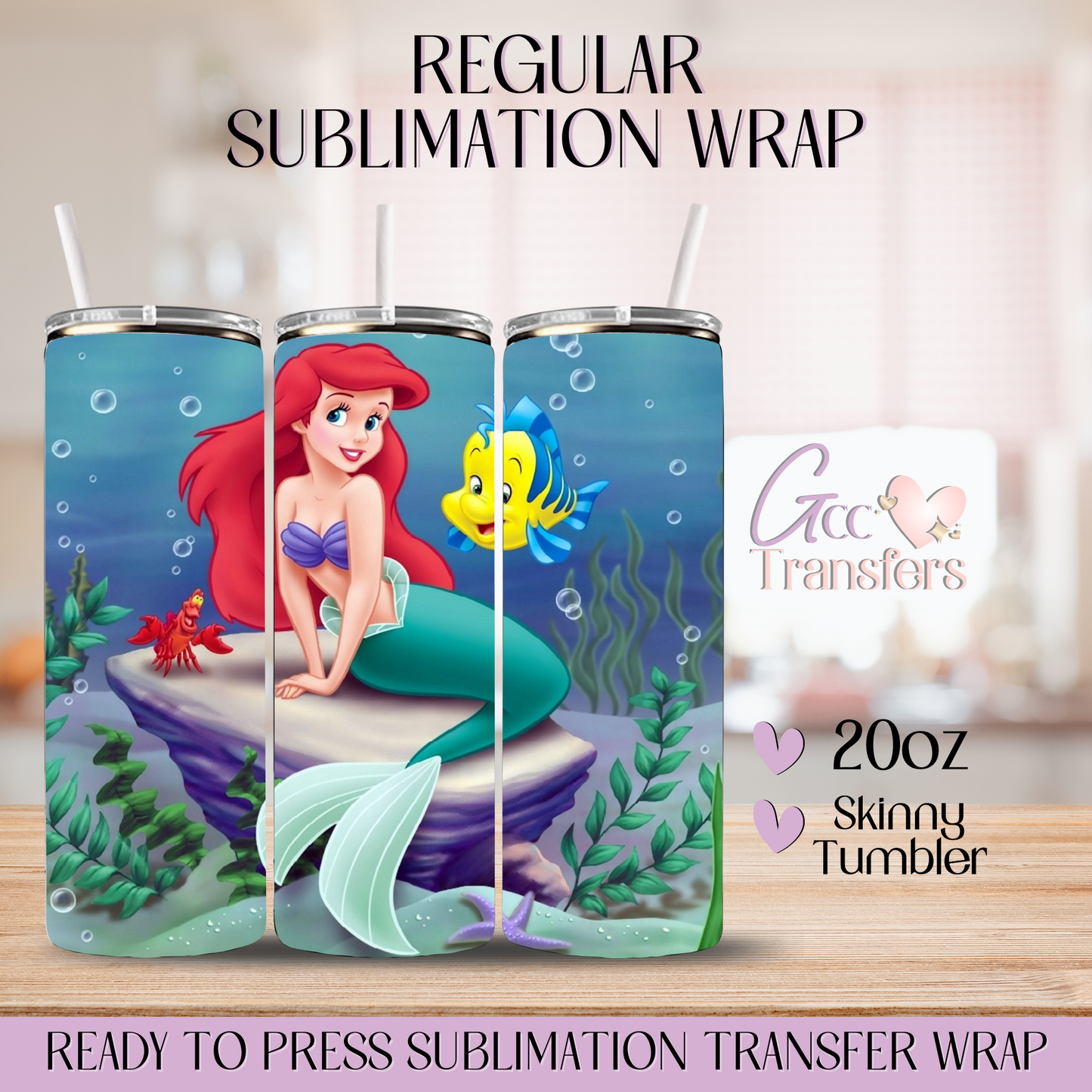 Red Hair Princess and Fish - 20oz Regular Sublimation Wrap