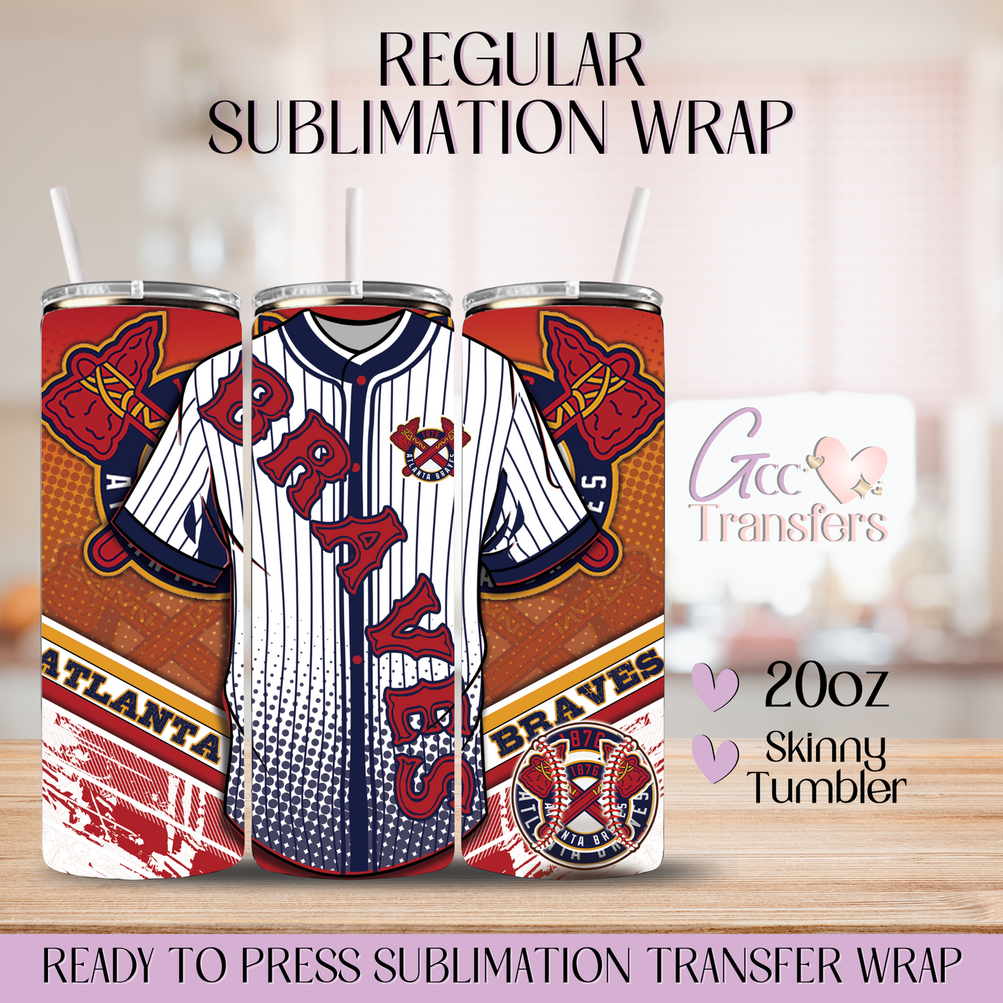 Jersey Baseball Atlanta - 20oz Regular Sublimation Wrap