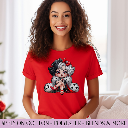 Baby Devil Lady Sitting - Full Color DTF Transfer