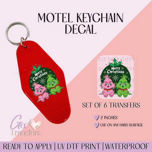 Baby Grinch Pink Green - Set of 6 (Motel Keychain UV DTF)