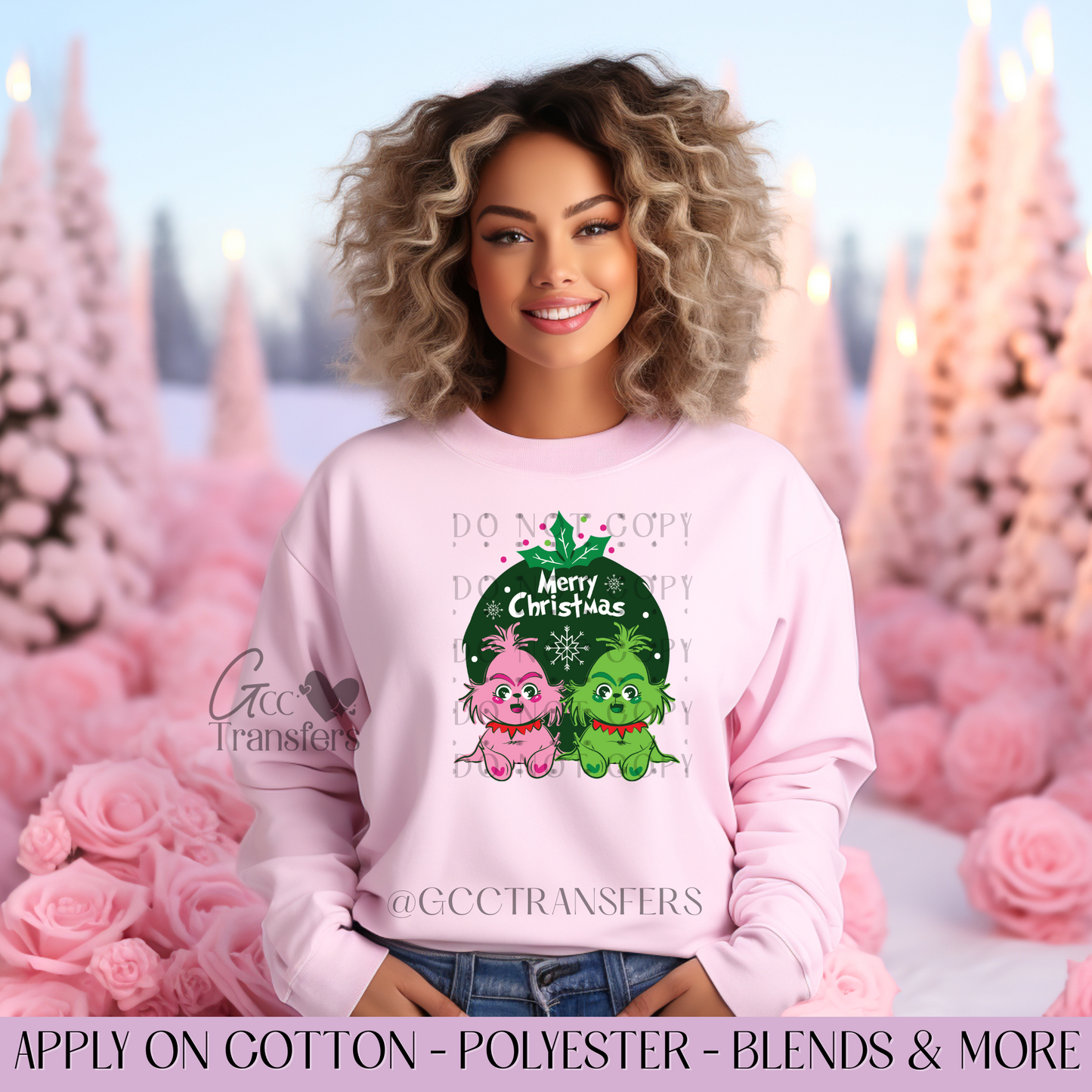 Baby Grinch Pink Green - Full Color DTF Transfer