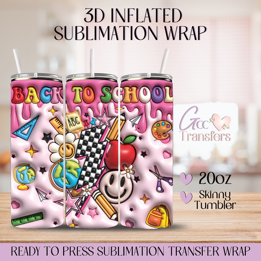 Retro Back to School - 20oz 3D Inflated Sublimation Wrap