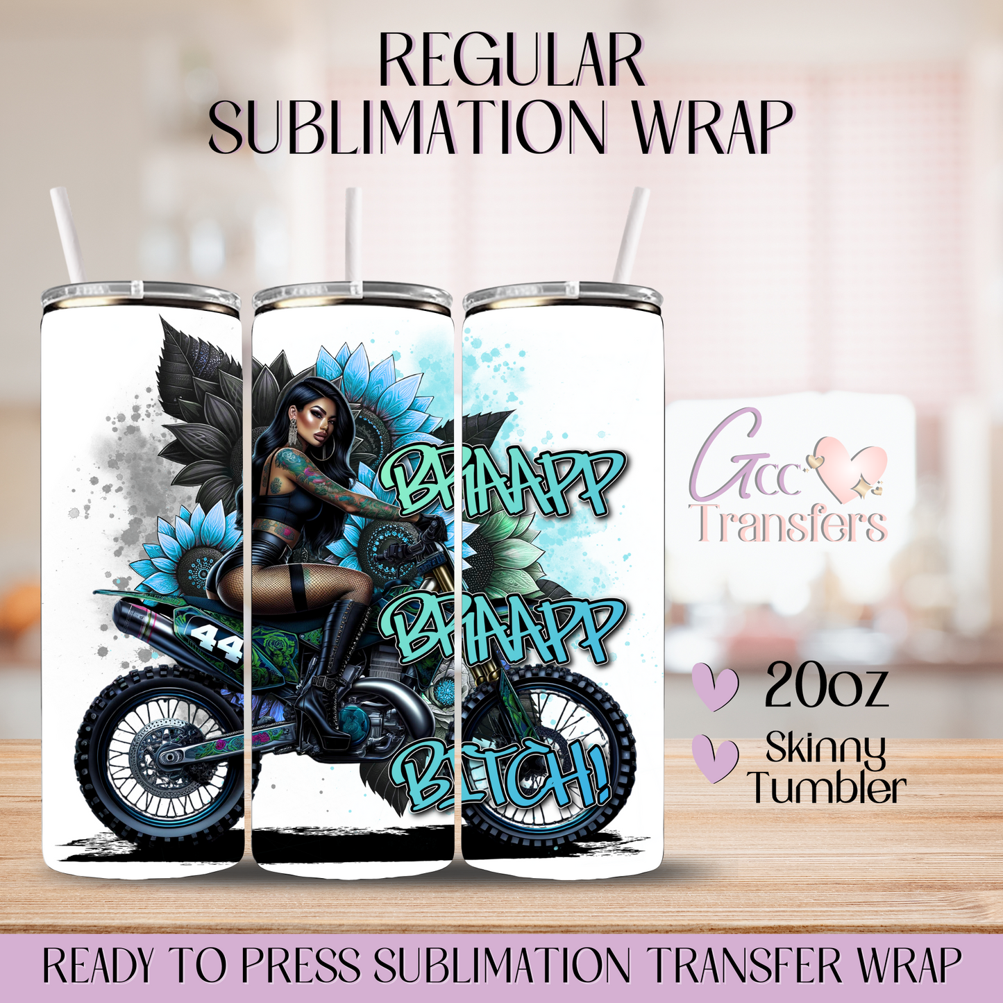 Bad Bitch Biker  - 20oz Regular Sublimation Wrap