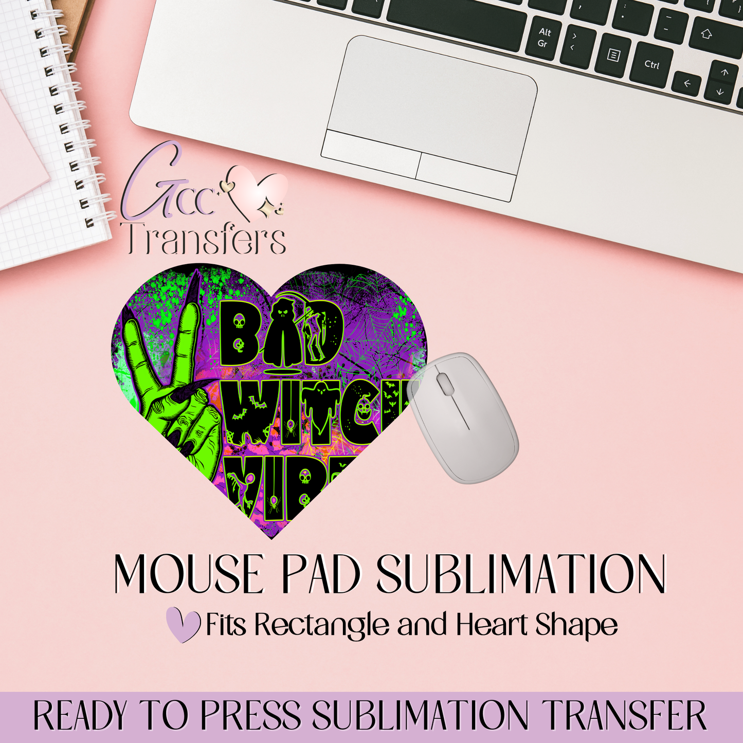 Bad Witch Vibes - Mouse Pad Sublimation Transfer