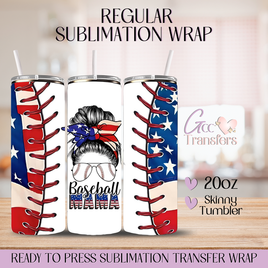 Baseball Mama USA Flag - 20oz Regular Sublimation Wrap