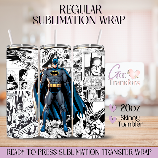 Bat Superhero Comics Blue - 20oz Regular Sublimation Wrap