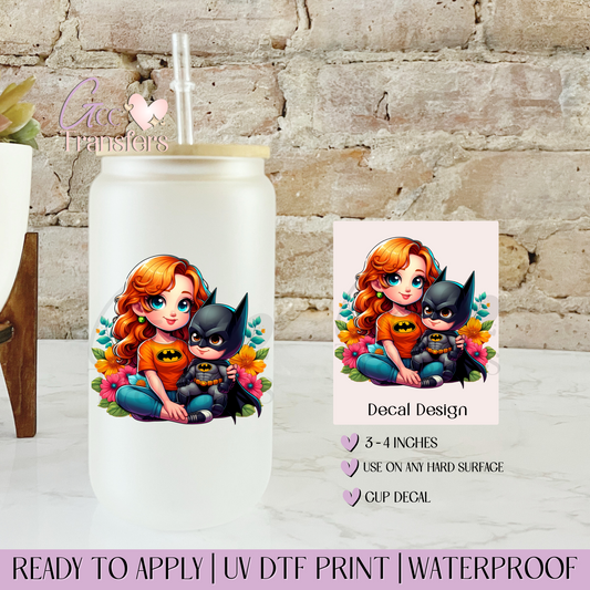 Bat Superhero Mama & Son - Decal UVDTF