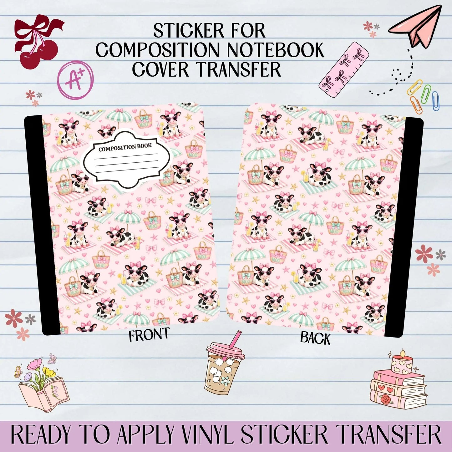 Beach Cow Sticker for Notebook Cover