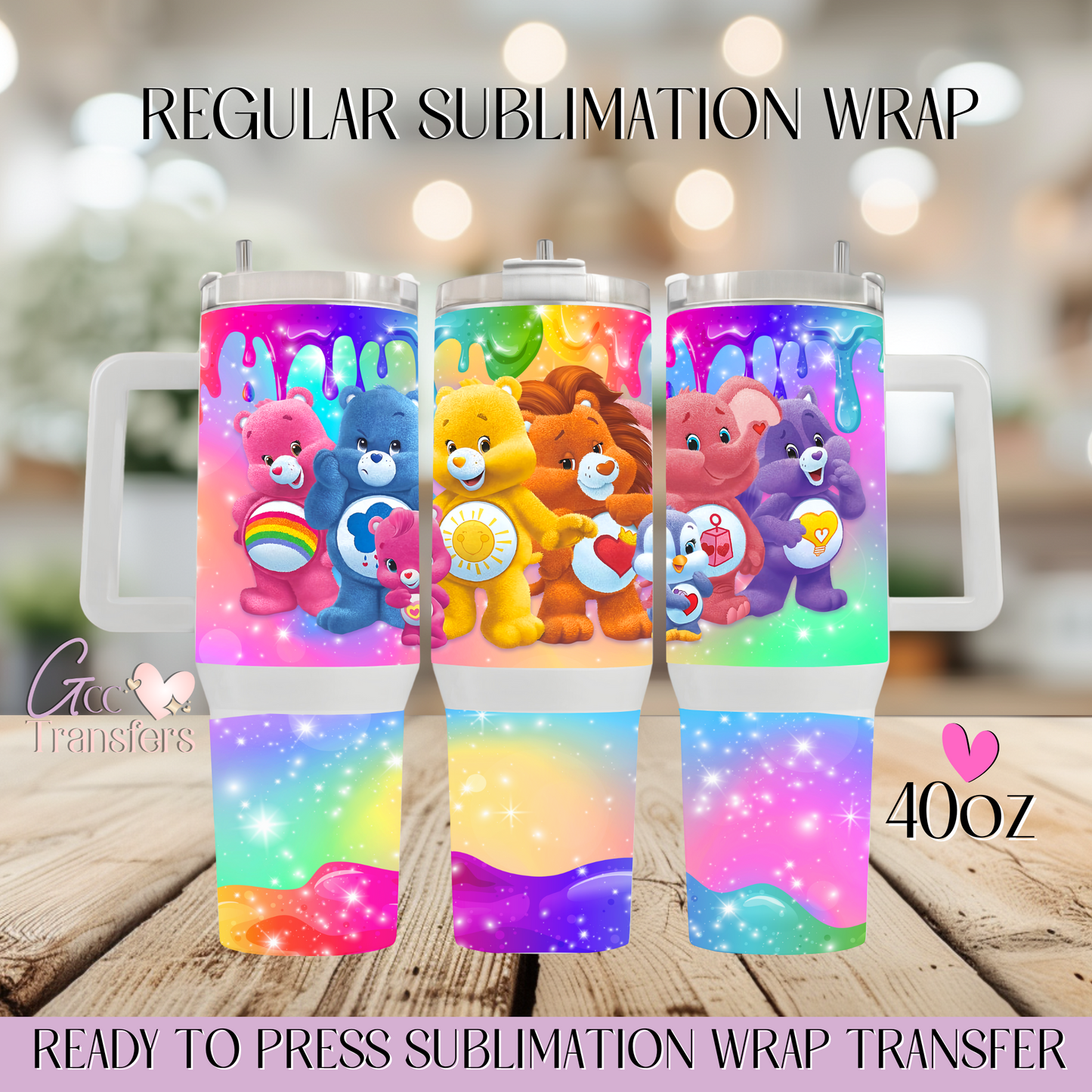 Care Bears Dripping - 40oz Regular Sublimation Wrap