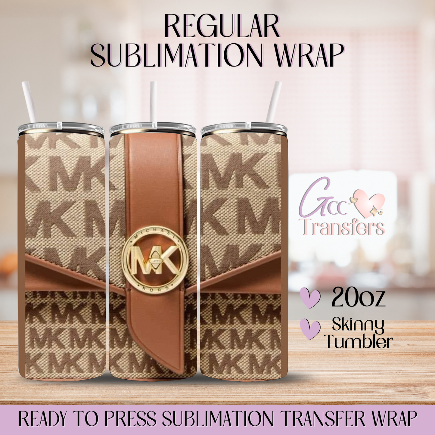 Beige Leather Bag Designer - 20oz Regular Sublimation Wrap