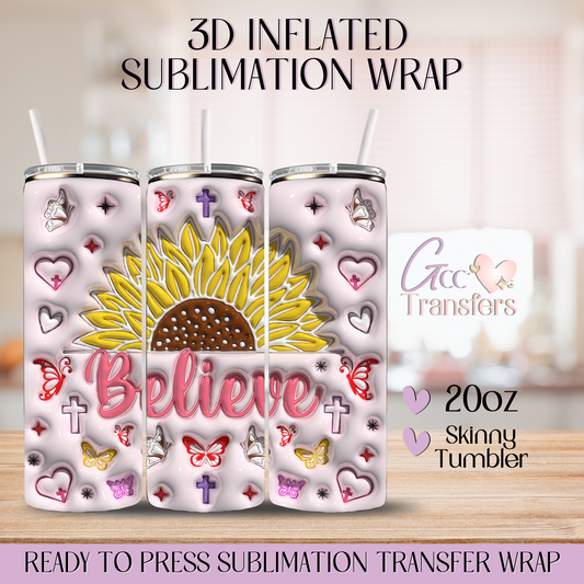 Believe Sunflower - 20oz 3D Inflated Sublimation Wrap