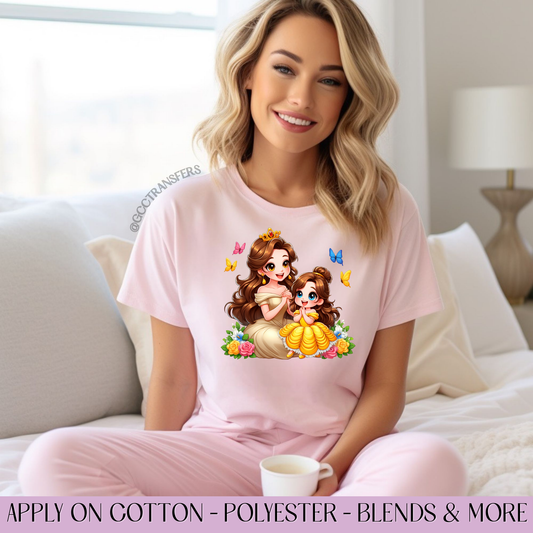 Belle Princess Mama & Daughter - Full Color DTF Transfer