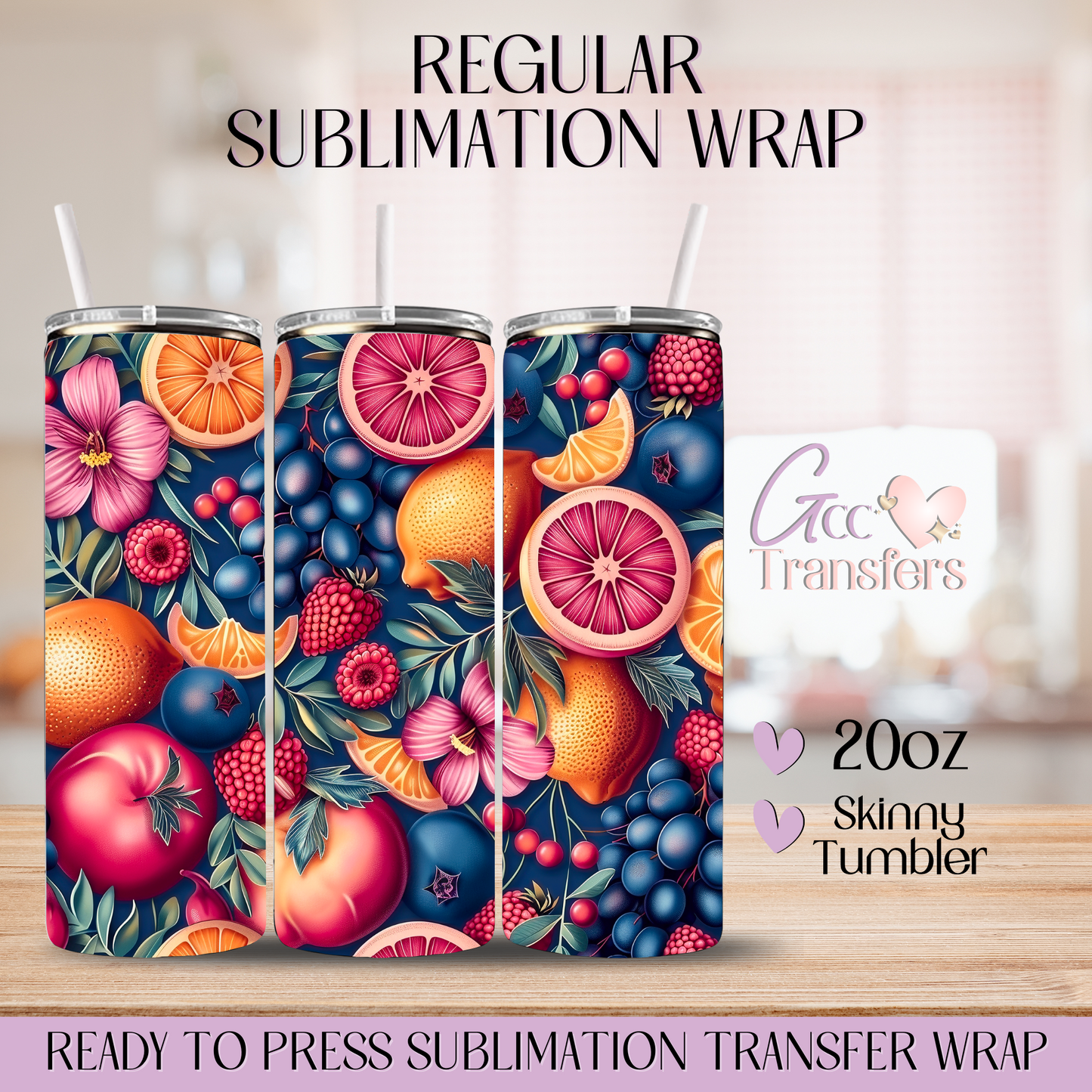 Berry Summer Fruits - 20oz Regular Sublimation Wrap