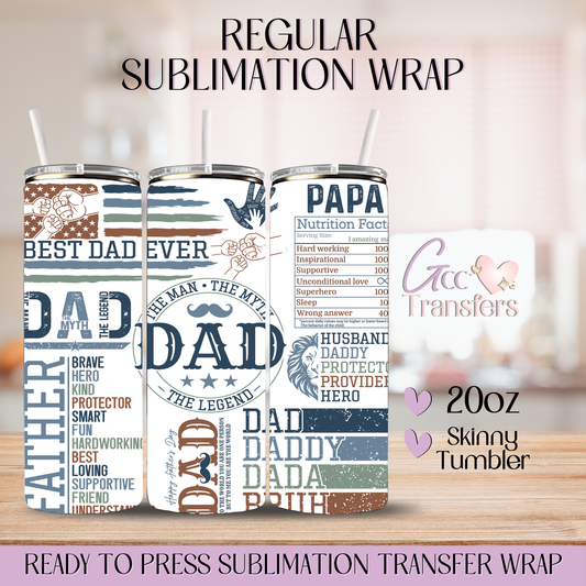 Best Dad Ever Father Papa - 20oz Regular Sublimation Wrap