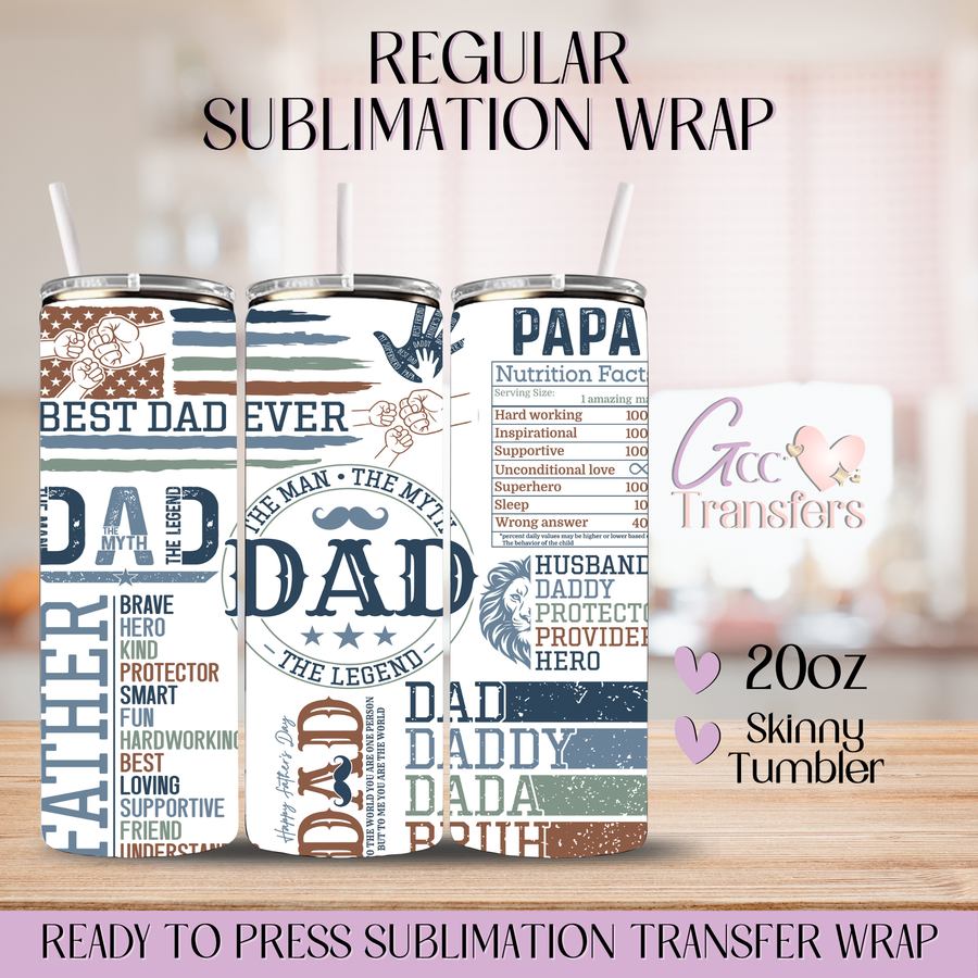 Best Dad Ever Father Papa - 20oz Regular Sublimation Wrap