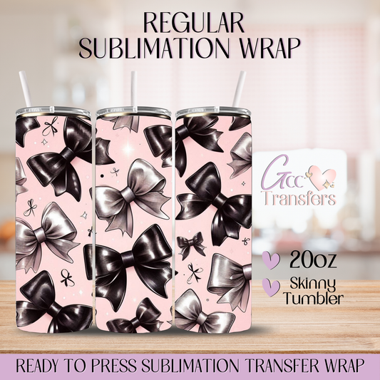 Black Pink Bows Coquette - 20oz Regular Sublimation Wrap