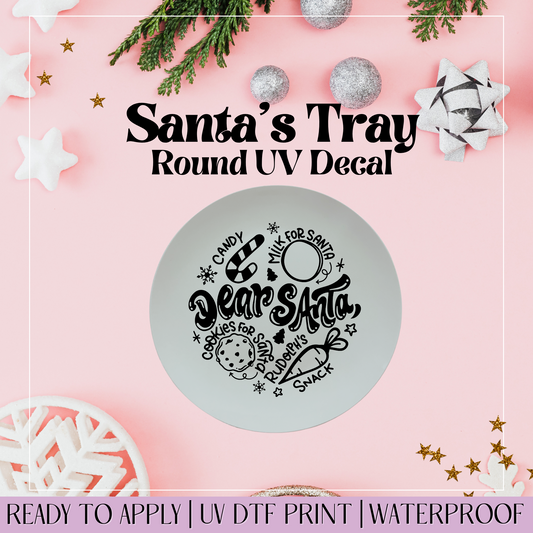 Black Dear Santa Candy Cane - Round Santa Tray UVDTF Decal