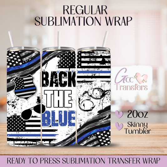 Back The Blue Police Officer - 20oz Regular Sublimation Wrap