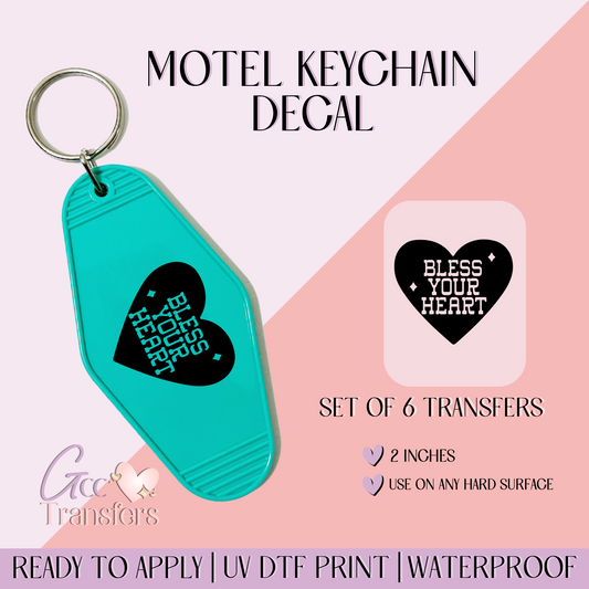 Bless your heart - Set of 6 (Motel Keychain UV DTF)