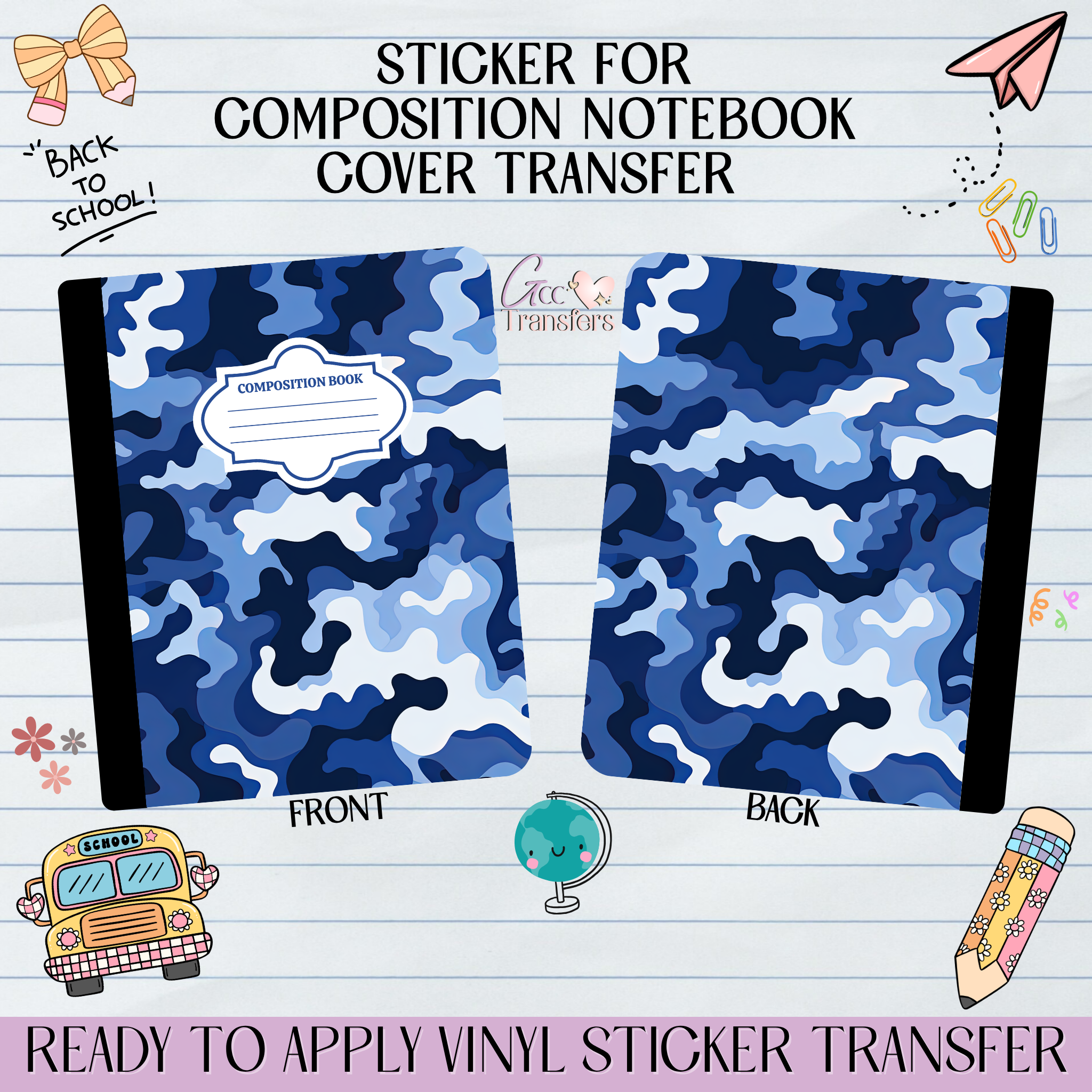 Blue Camo - Sticker for Notebook Cover – GCC Transfers