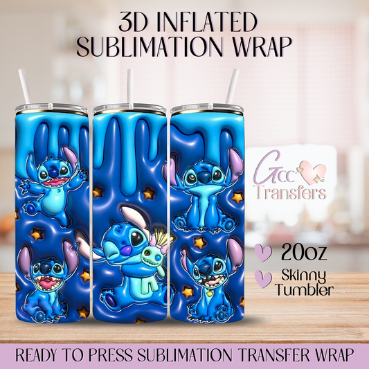 Blue Cute Character - 20oz 3D Inflated Sublimation Wrap