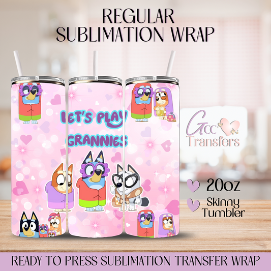 Blue Dog Let's Play Grannies - 20oz Regular Sublimation Wrap