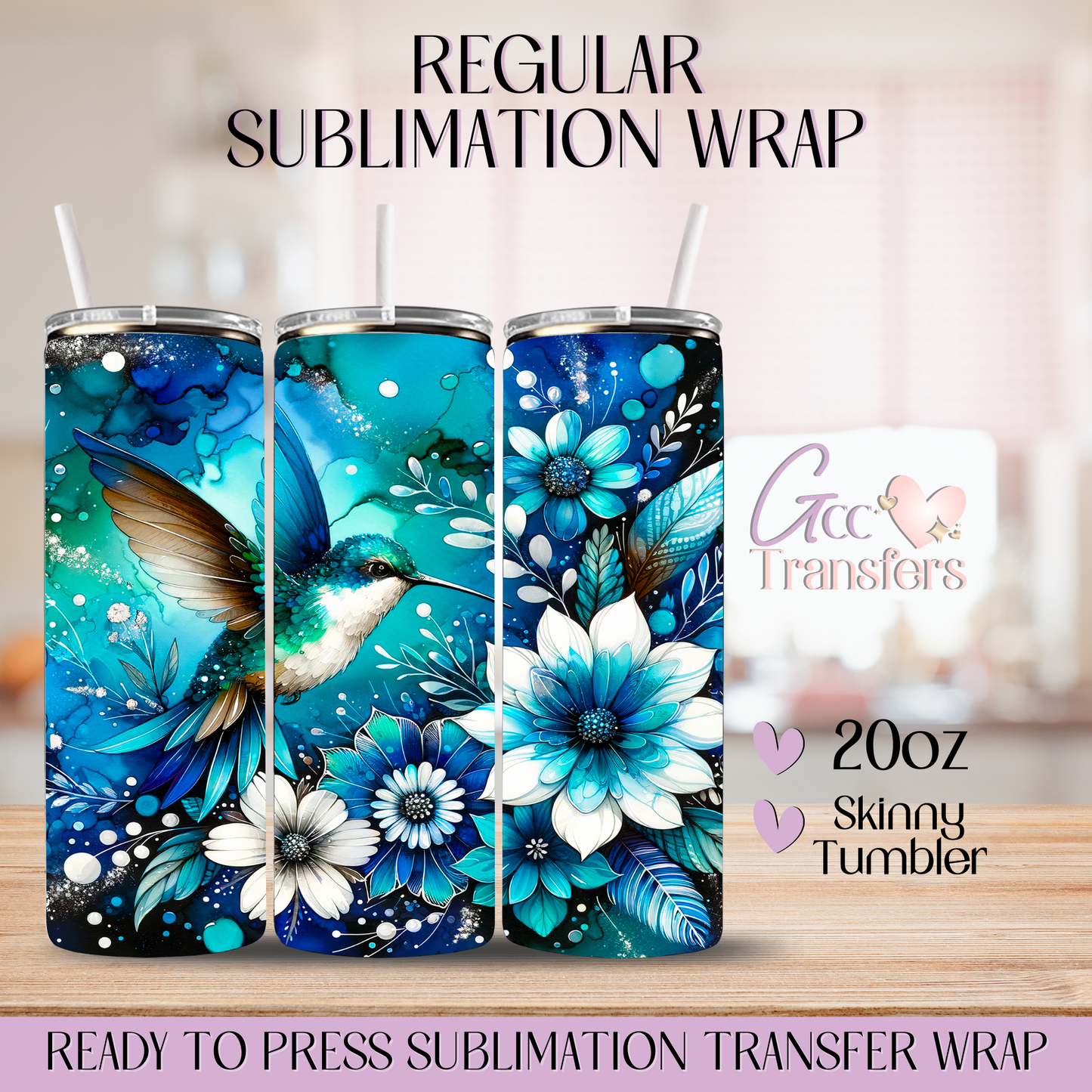 Blue Humming Bird - 20oz Regular Sublimation Wrap