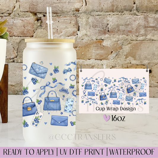 Blueberry Fashion Girl - 16oz UV DTF WRAP