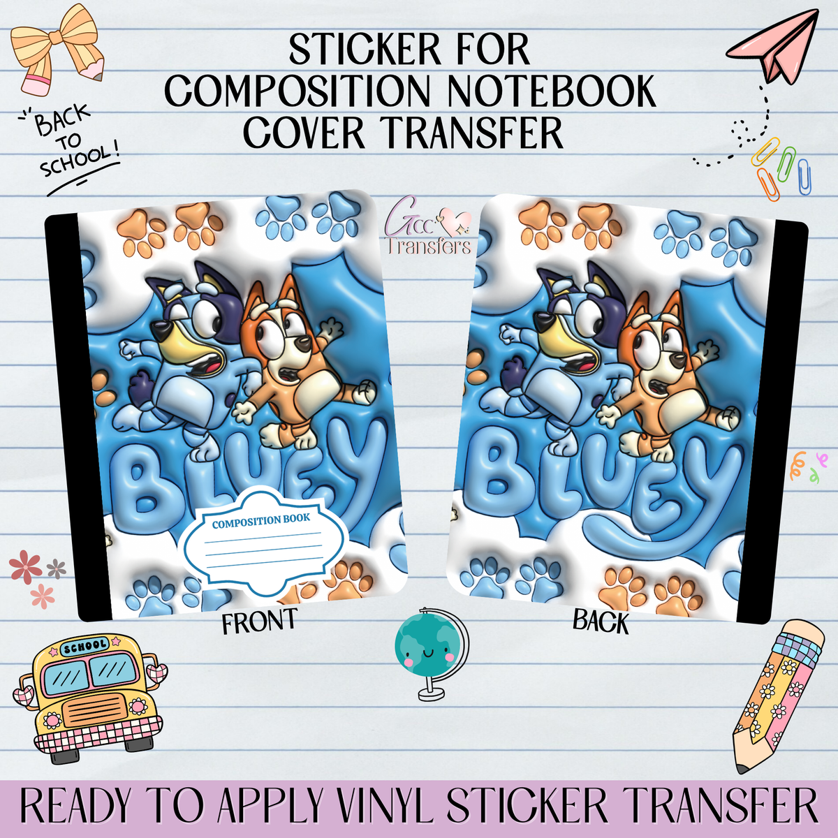 Bluey Sticker Notebook Blue Dog Playing - Sticker for Notebook Cover – GCC Transfers